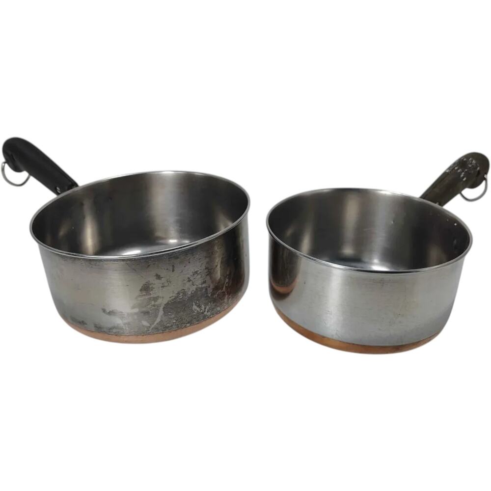 VTG Revere Ware 1801 Copper Stainless Steel 6 & 7 Inch Saucepan Pot Cookware